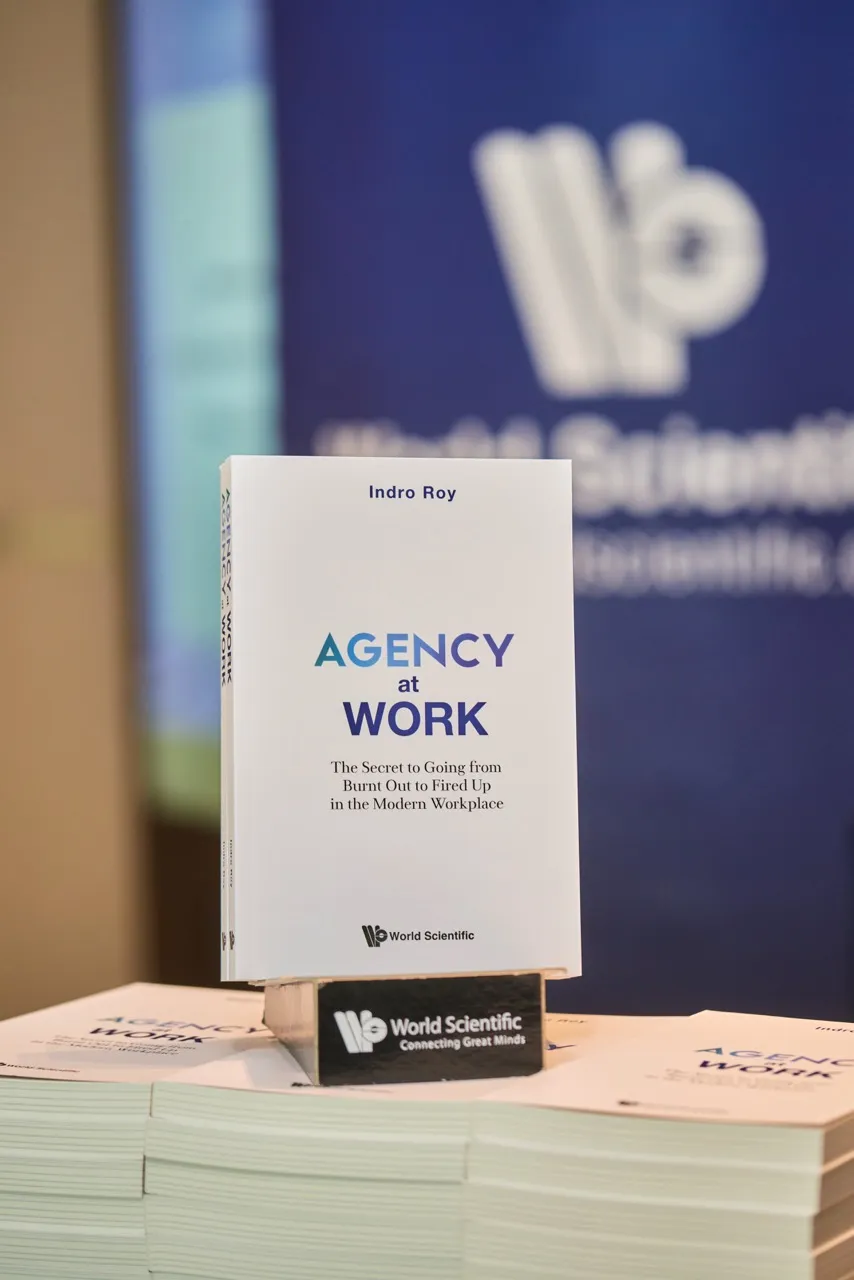 Indro Roy speaking at the Agency at Work book launch